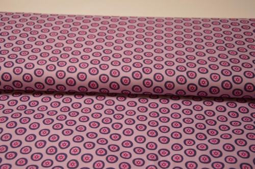 Baumwolle "Sunday" Blumen Kreise lila rosa